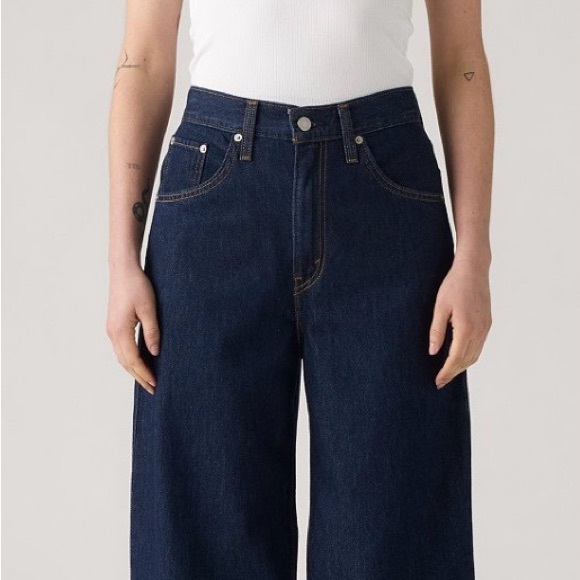 Women's Dark Blue Wide-Leg Jeans - Picture 1 of 15